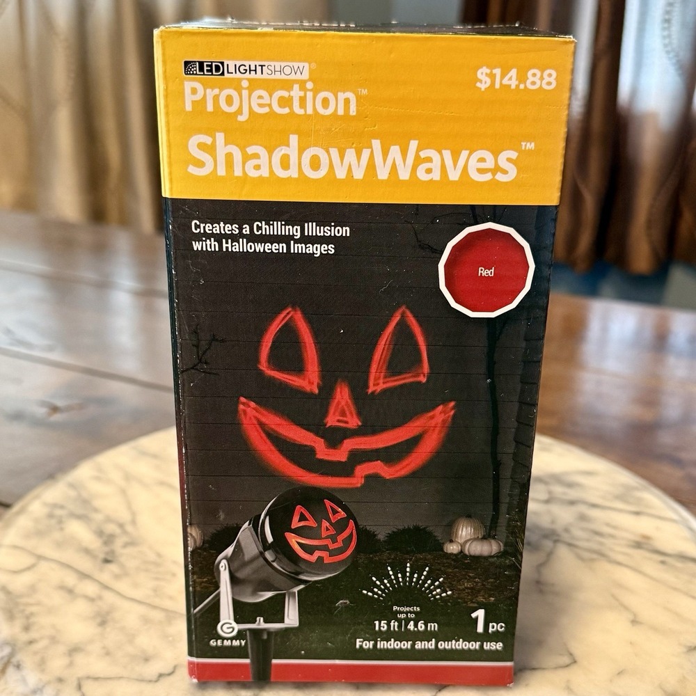 VTG Gemmy Halloween Projection Shadow Waves LED Lightshow Red Jack O Lantern